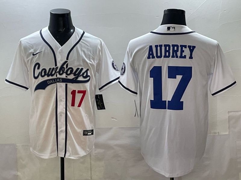 Men 2025 Dallas Cowboys #17 Aubrey white Joint Name Nike Limited NFL Jersey style 04
